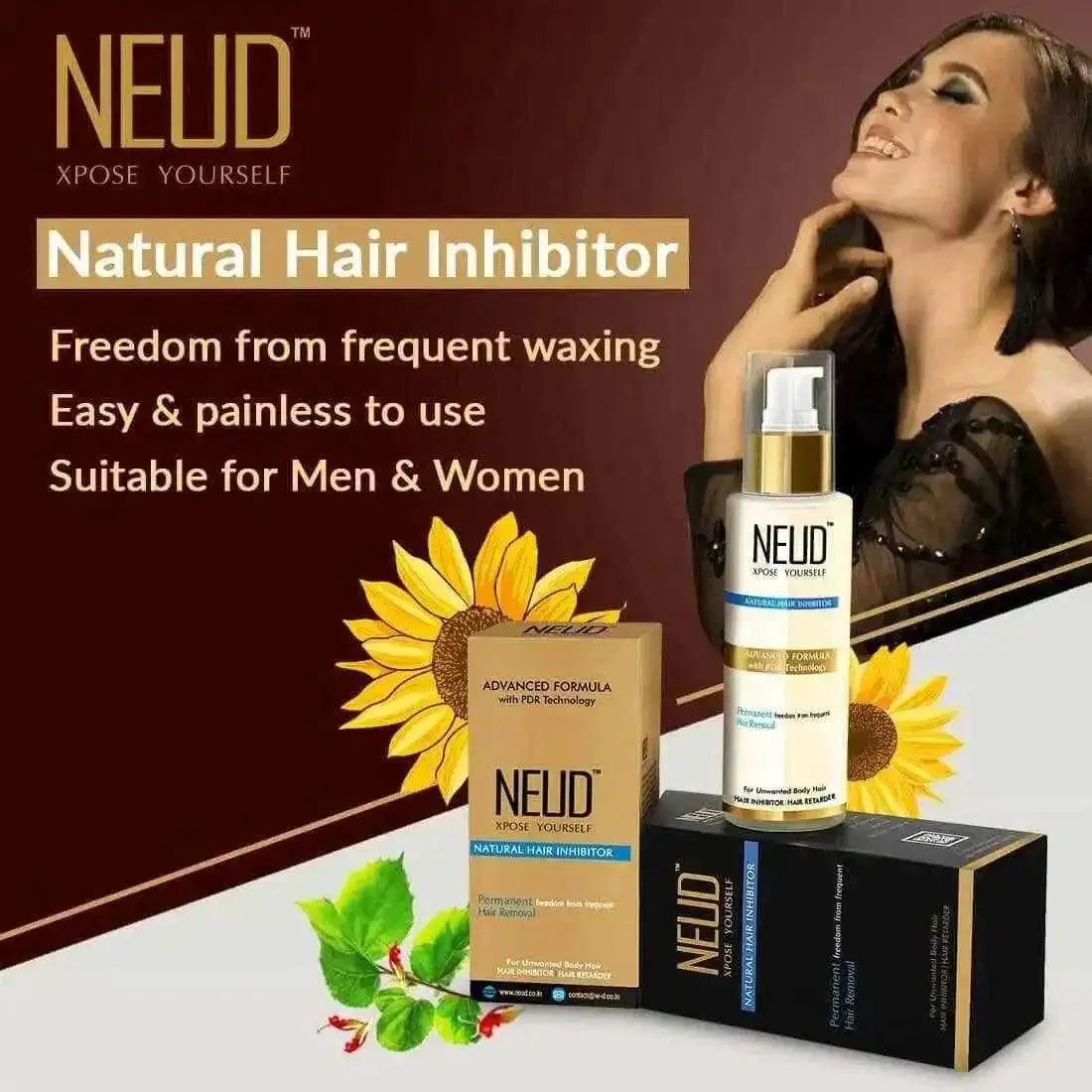 NEUD Natural Hair Inhibitor Lotion for Men and Women - 80g