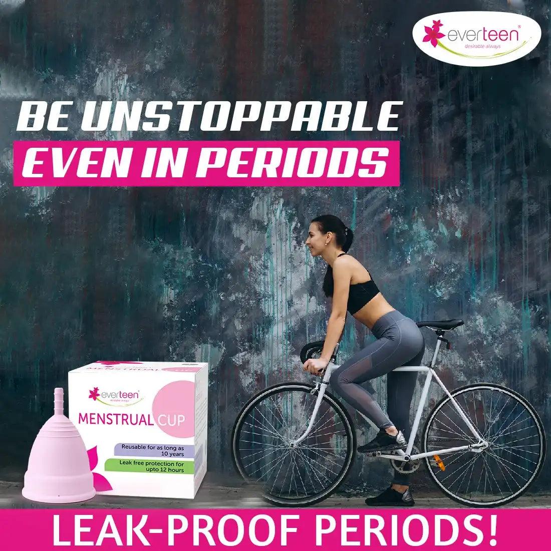 everteen Reusable Menstrual Cup for Periods - Odor-Free, Rash-Free, No Leakage, 12-Hr Protection, Medical-Grade Silicone, Free Pouch