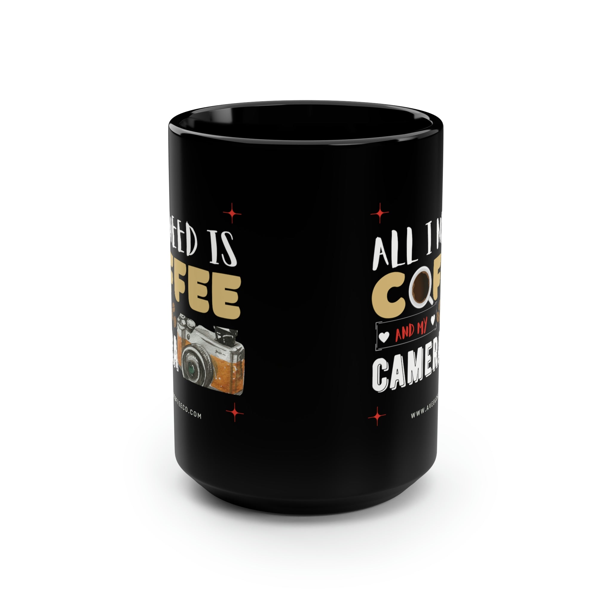 Black Mug, 15oz Camera Coffee