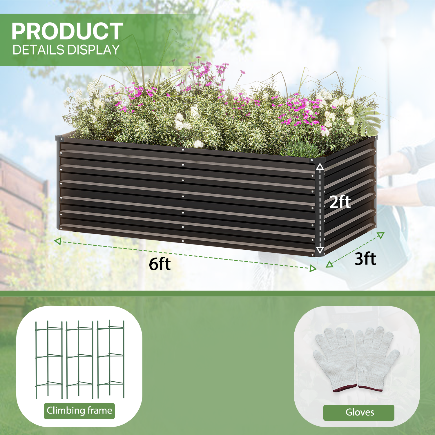 6x3x2 FT ONCEMORE Metal Planter Raised Garden Beds