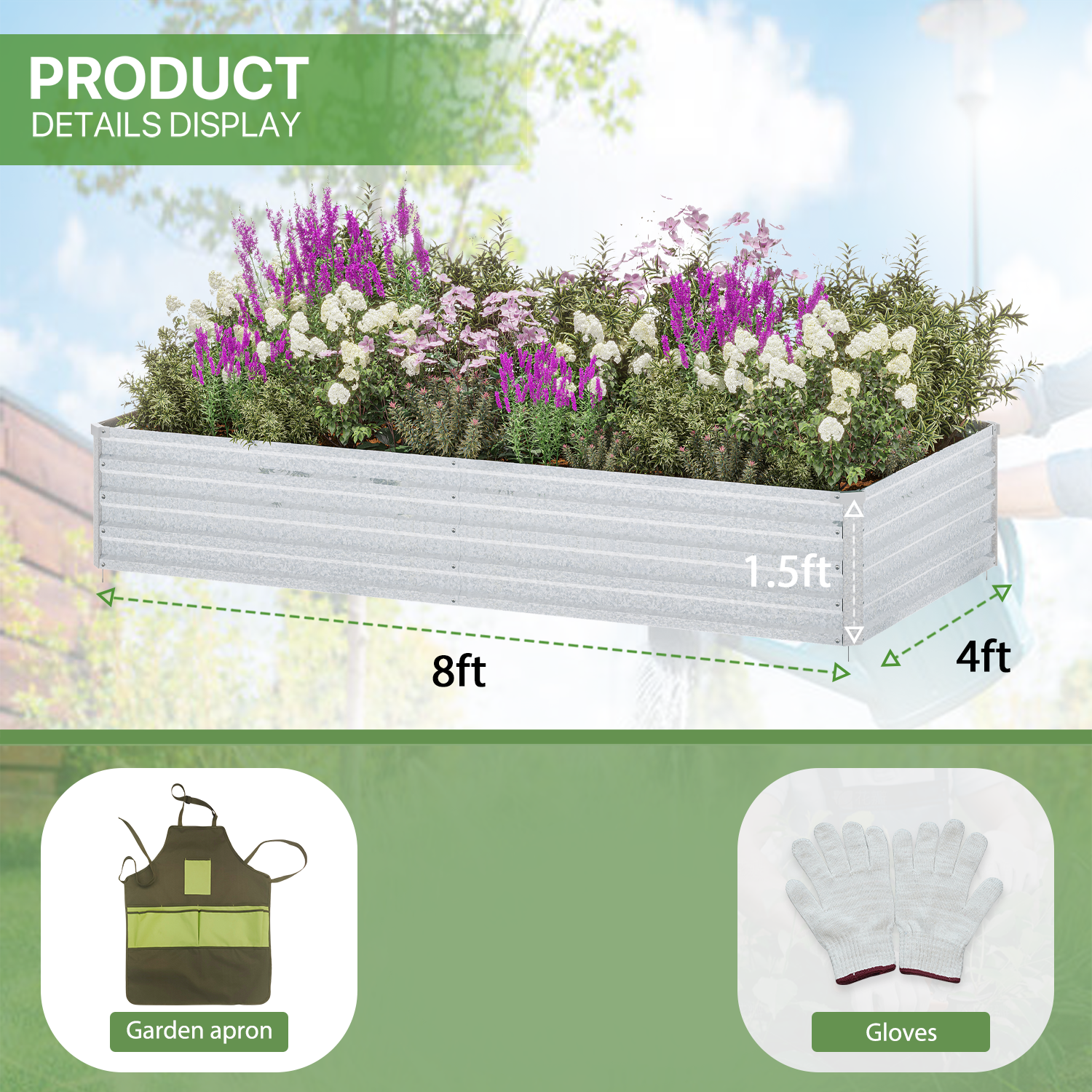 8x4x1.5 FT ONCEMORE Metal Planter Raised Garden Beds