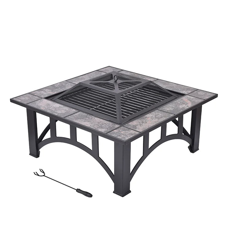 Bonfire Square Metal Bbq Fire Pit Charcoal Grill Outdoor Fire Pit Backyard Patio Wood Burning Fire Pit
