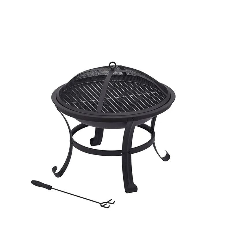 Outdoor Fire Pit Metal Firepit Circular Backyard Patio Garden Stove Wood Burning Fire Pit