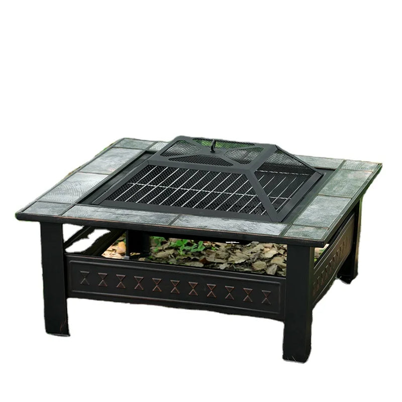 Hot Selling Customized Square Outdoor Backyard Patio Garden Metal Table Bbq Wood Fired Fire Pits