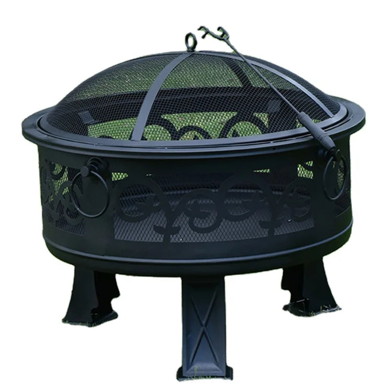 Factory 3 in 1 Camping Custom Carbon Steel Fire Pit round Portable Eco-Friendly Wood Charcoal Burning Metal Firepit