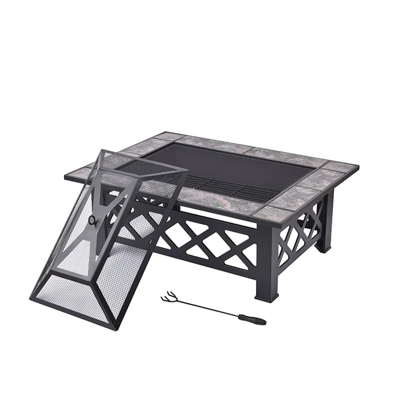 Hot Selling 3 in 1 Bonfire Square Metal Bbq Fire Pit Charcoal Grill Outdoor Fire Pit Backyard Patio Fire Pit