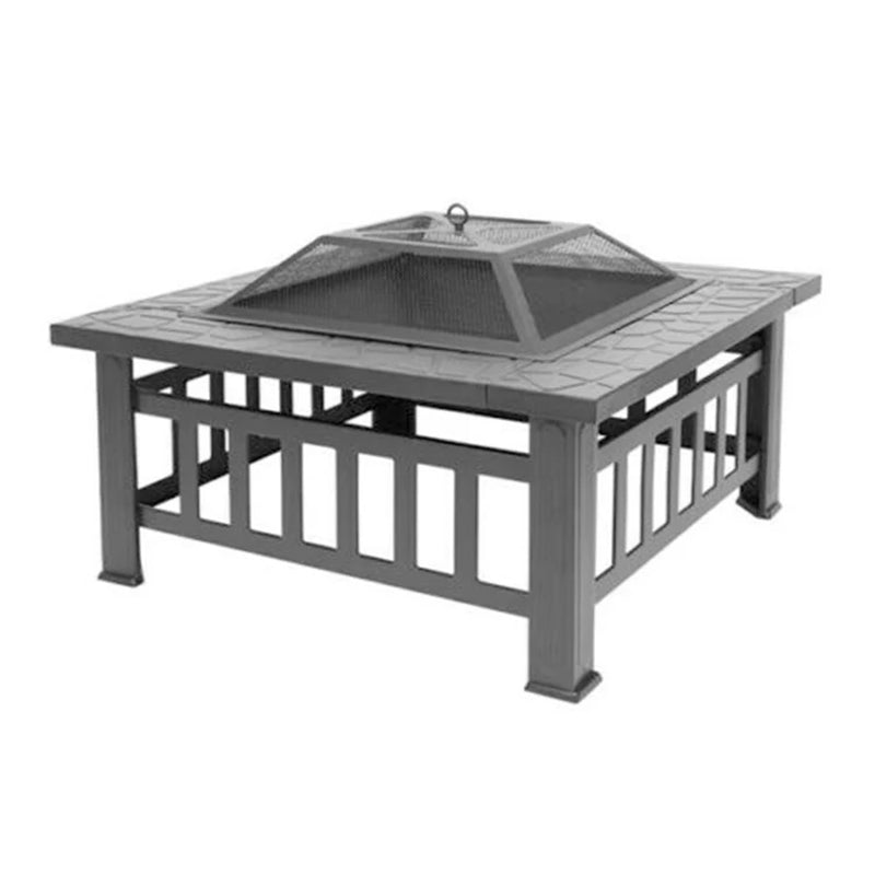 Charcoal Bbq Grill Outdoor Fire Pit Backyard Patio Fire Pit Barbecue Square 32 Inches Outdoor Fire Pit