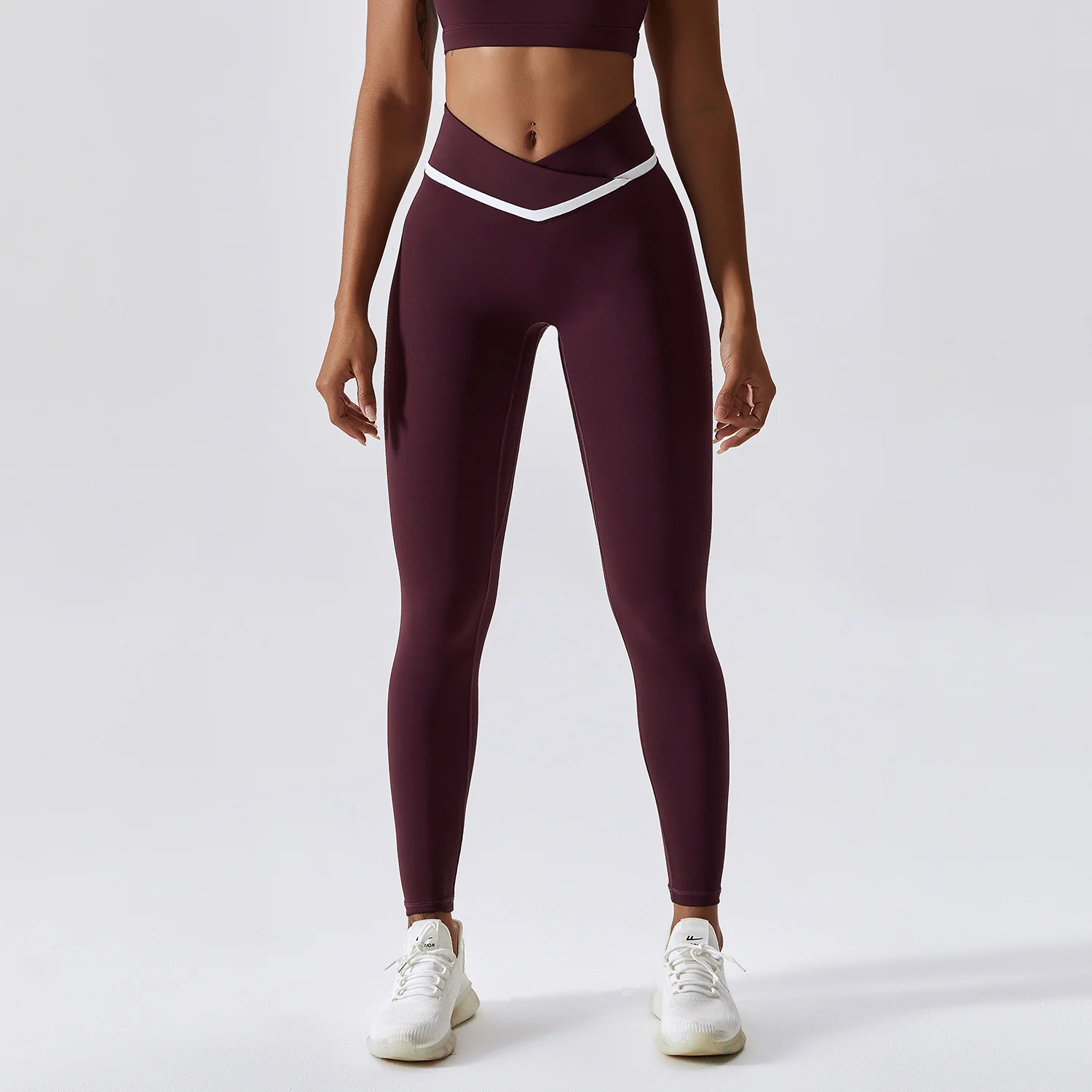 Pantalon de yoga à séchage rapide, de couleur contrastée, pour femmes, pour rehausser les hanches.