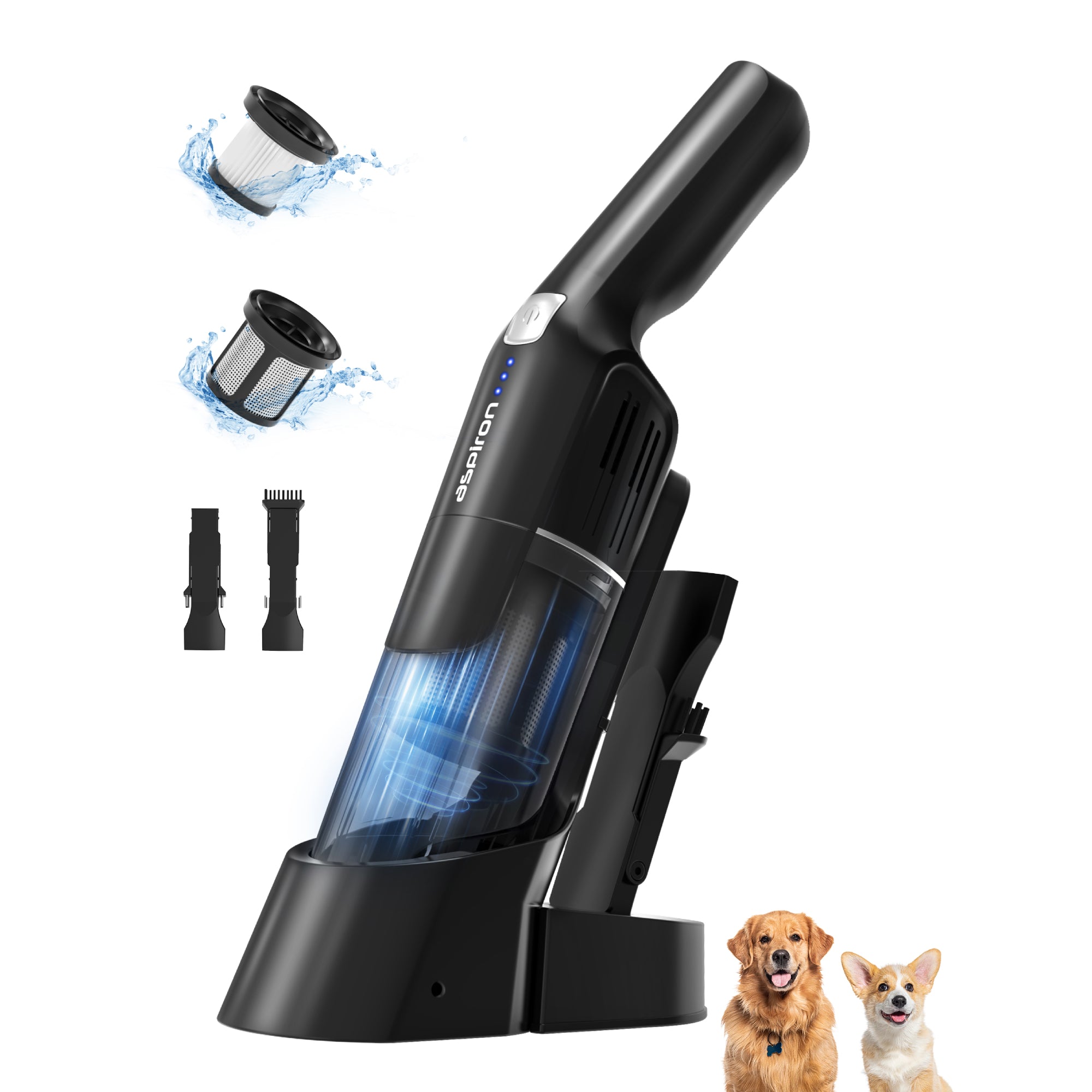 ASPIRON® 15000pa Cordless Vacuum CA038, 99.9% Dust Removal, 2-in-1 Brush, Charging Dock