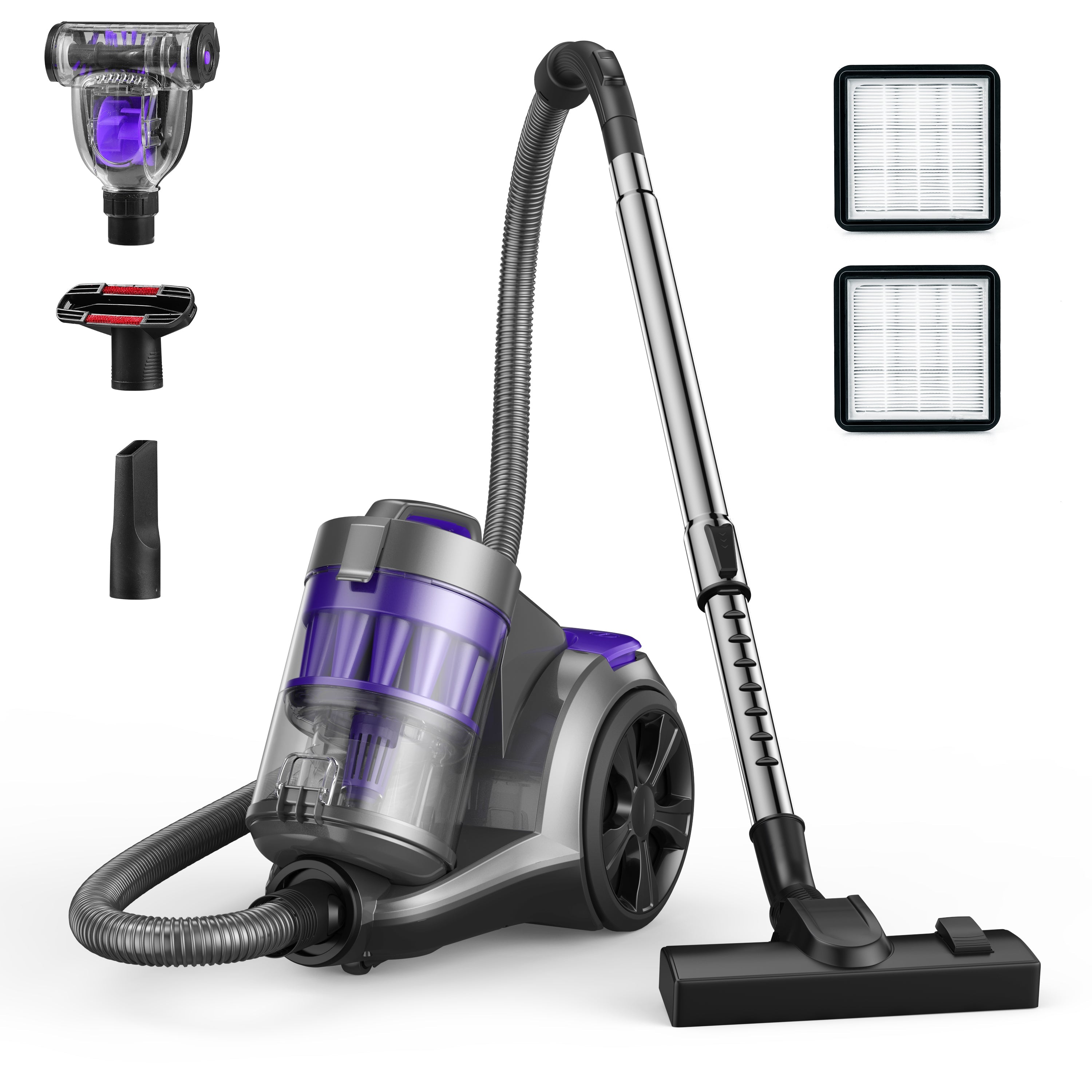 ASPIRON® Canister Vacuum Cleaner CA033, 1400W Canister Vacuum Cleaner 5-Stage Filtration 2024