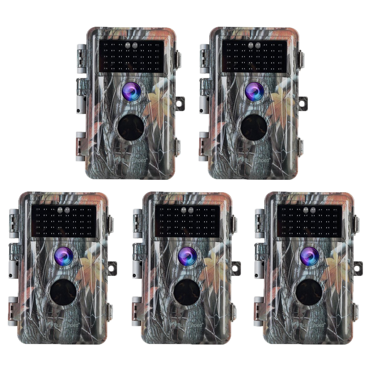 5-Pack Game Trail & Farm Field Tree Cams for Wildlife Deer Hunting 24MP 1296P H.264 Video No Flash Night Vision Motion Activated Waterproof 丨A252