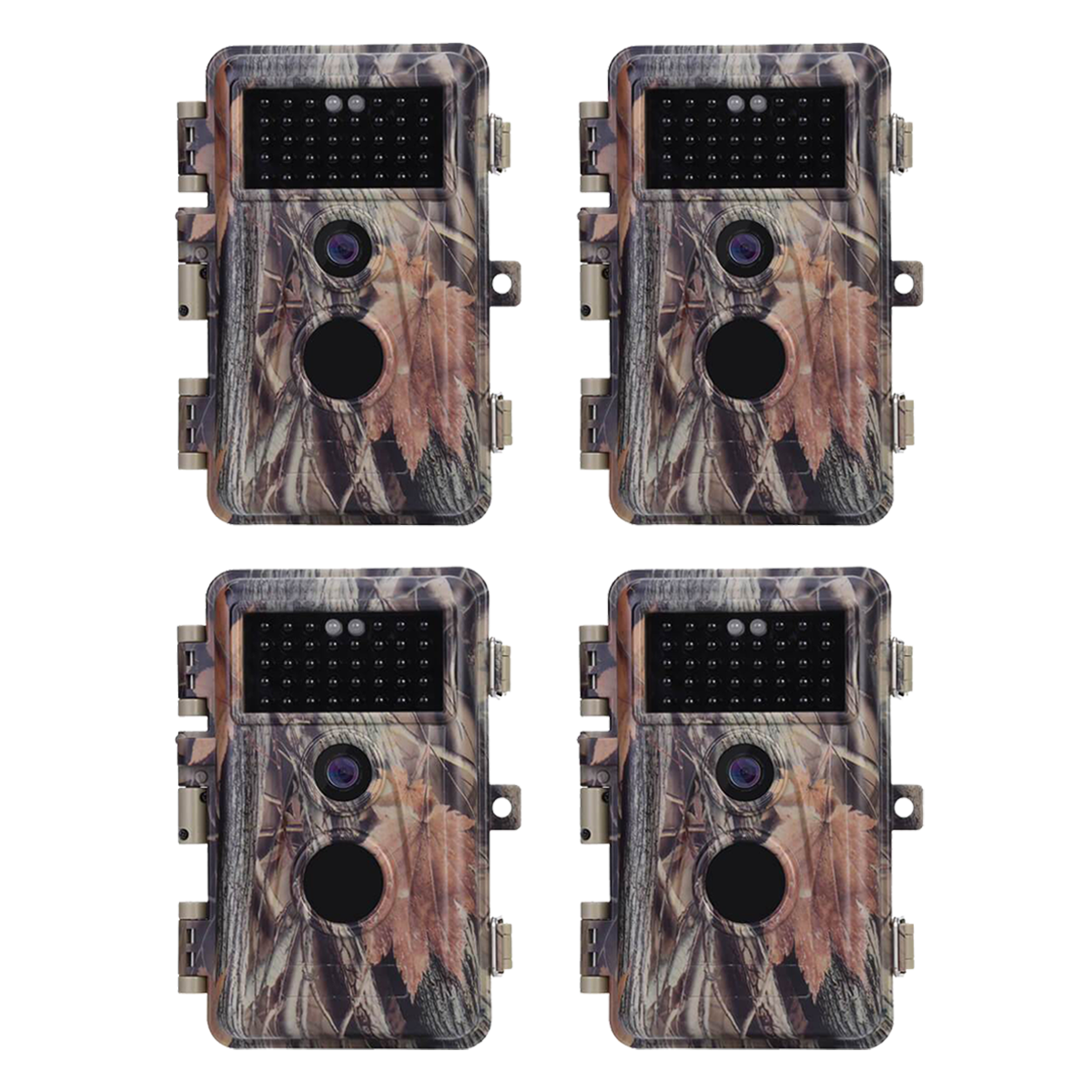 4-Pack Game & Hunting Trail Wildlife Deer Cams 24MP 1296P H.264 Video No Glow Infrared Motion Activated Waterproof Photo and Video Model | A252