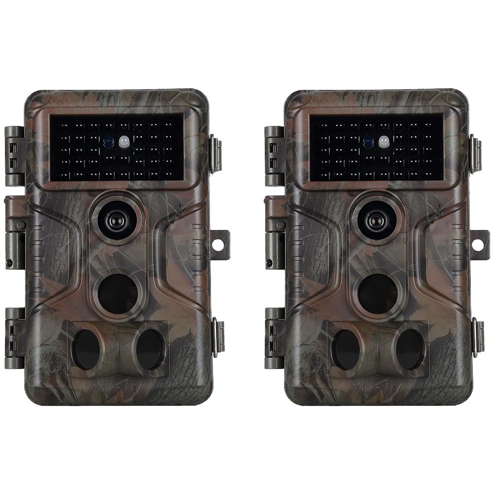 2-Pack Game Trail Deer Cameras Wildlife Cams 24MP 1296P Video with 100ft Night Vision Motion Activated 0.1S Trigger Speed Waterproof No Glow | A323