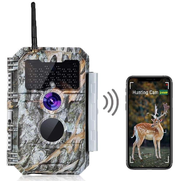 Wireless Bluetooth WiFi Game Trail Deer Camera 24MP 1296P Video with Night Vision No Glow Motion Activated for Wildlife Hunting & Home Security | W600