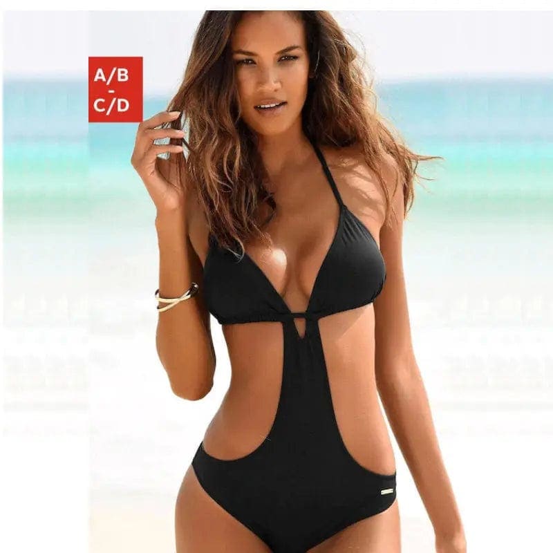 Sexy Cut Out Sliding Triangle Low Back Monokini One Piece Swimsuit