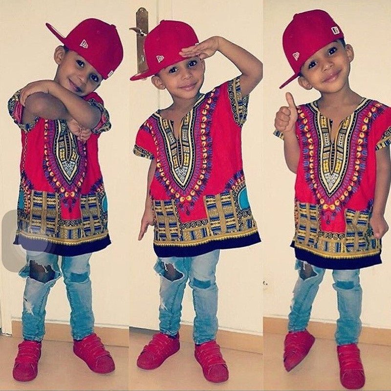 Vibrant Traditional African Print Dashiki T-shirts: Stylish Fashion Designs for Kids