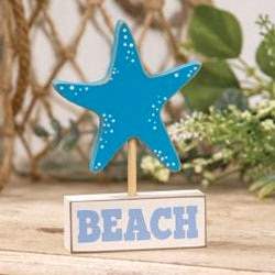 Starfish on "Beach" Wooden Sitter