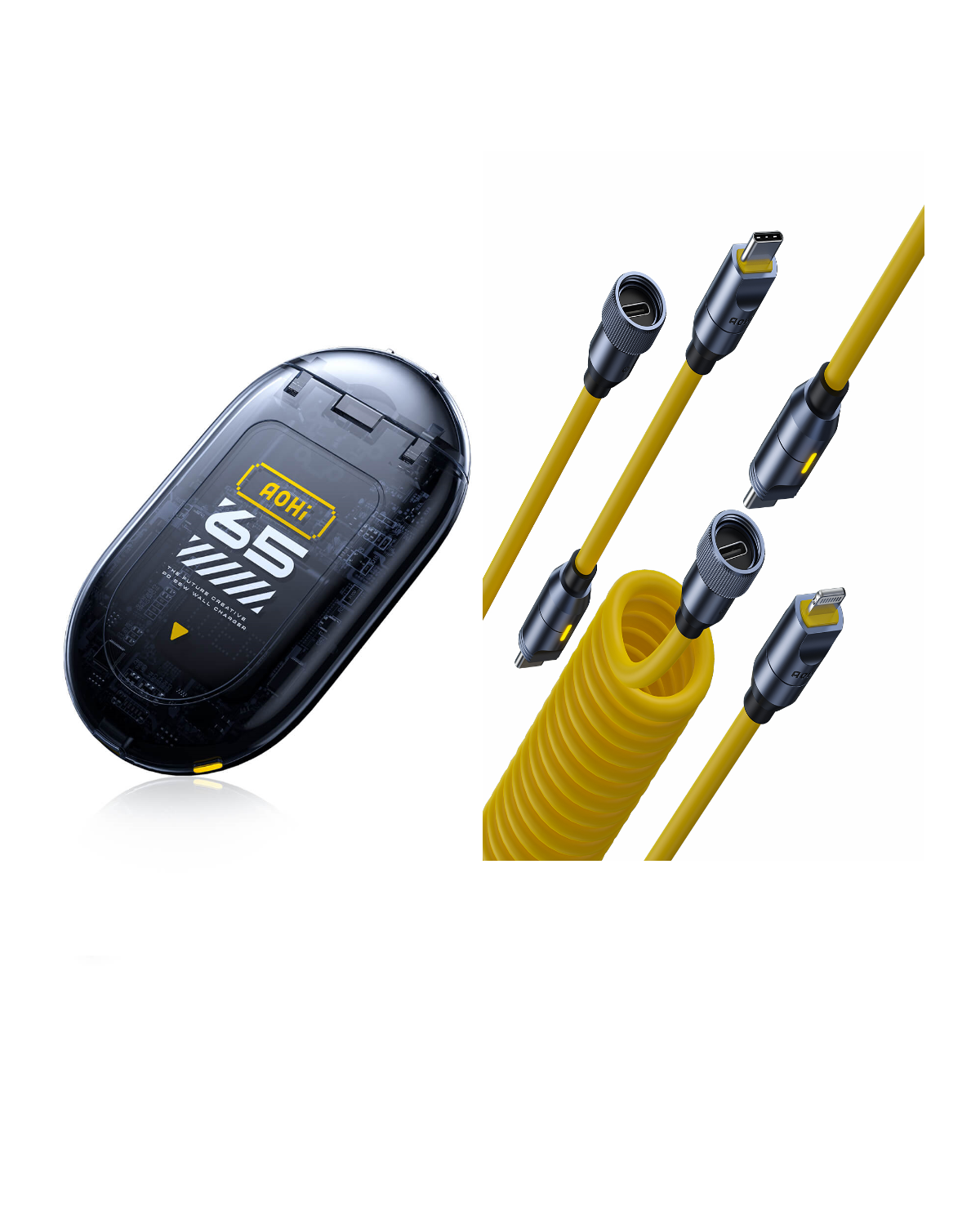 AOHI The Future Creative Ultra-thin 65W GaN+ Charger with 240W Future Power Cable Set  (RUBBER)