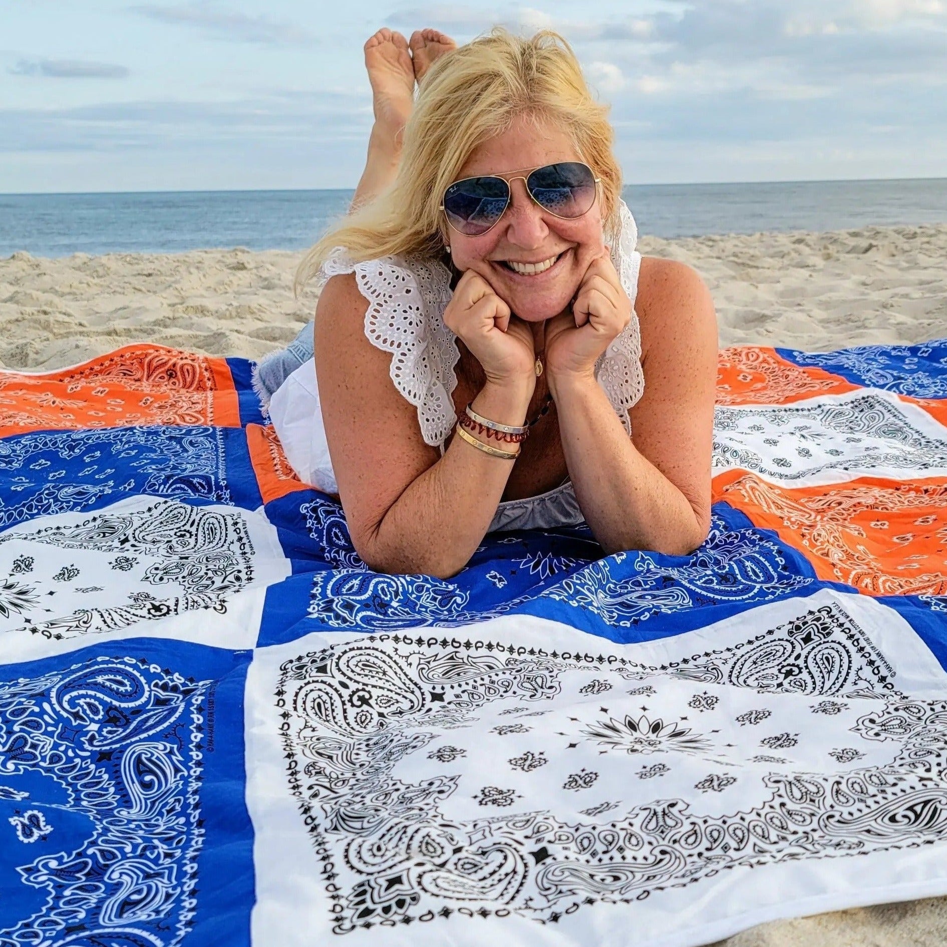 Orange, Blue & White Blanket