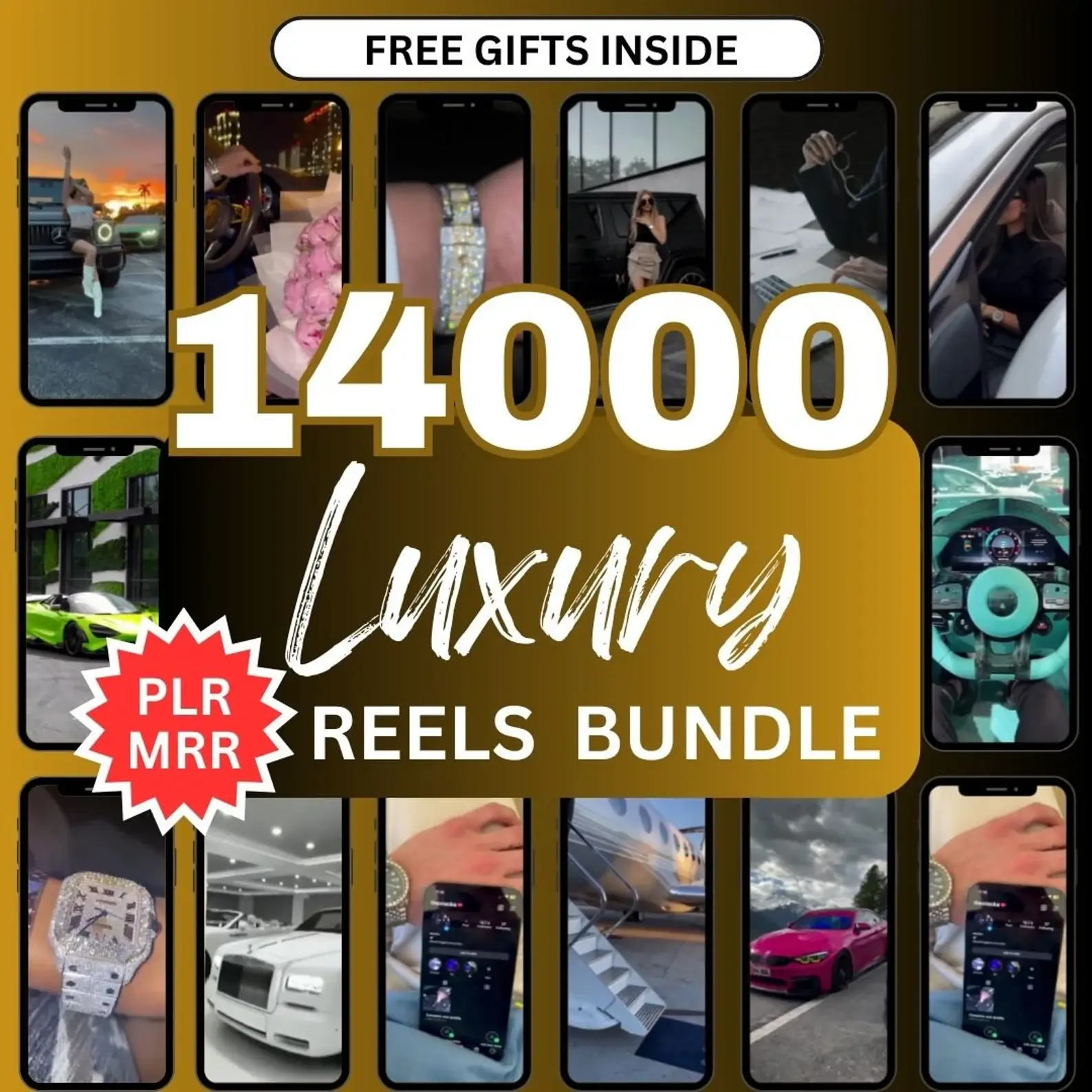 14,000+ Viral Luxury Rich Lifestyle Content: Videos Reels, Cars, Yacht, Plane, Millionaire - TikTok, Instagram, YouTube Shorts - Instant Download (PLR/MRR)