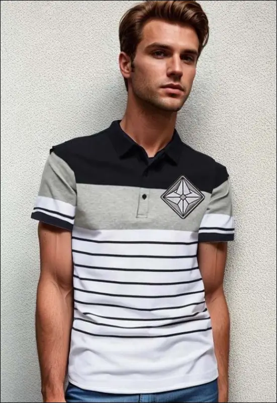 Striped Short Sleeve Polo e15.0 | Emf Polo