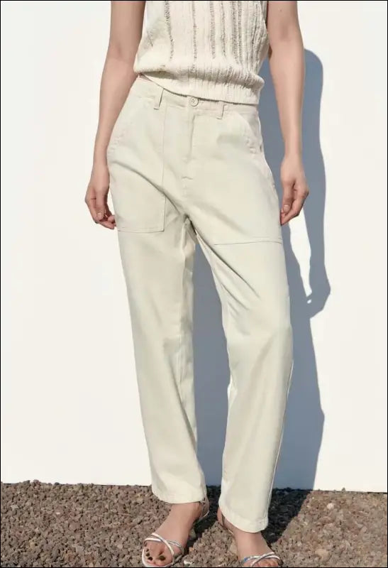 Women Clothing Spring Casual Loose Trousers Office Simple Trendy Mid Waist Dress Pants e80 | Emf Pants