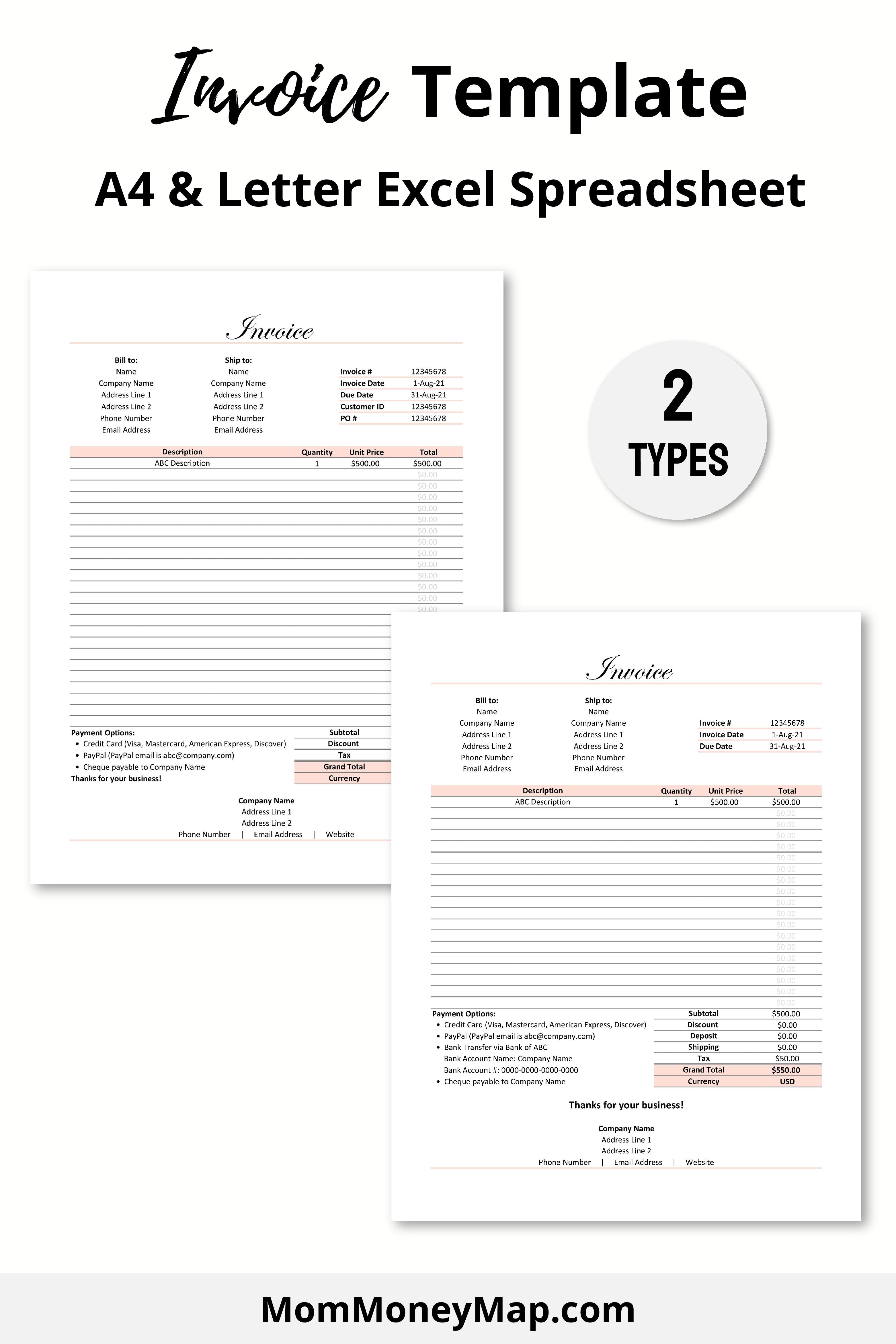 Business Invoice Template Excel Spreadsheet