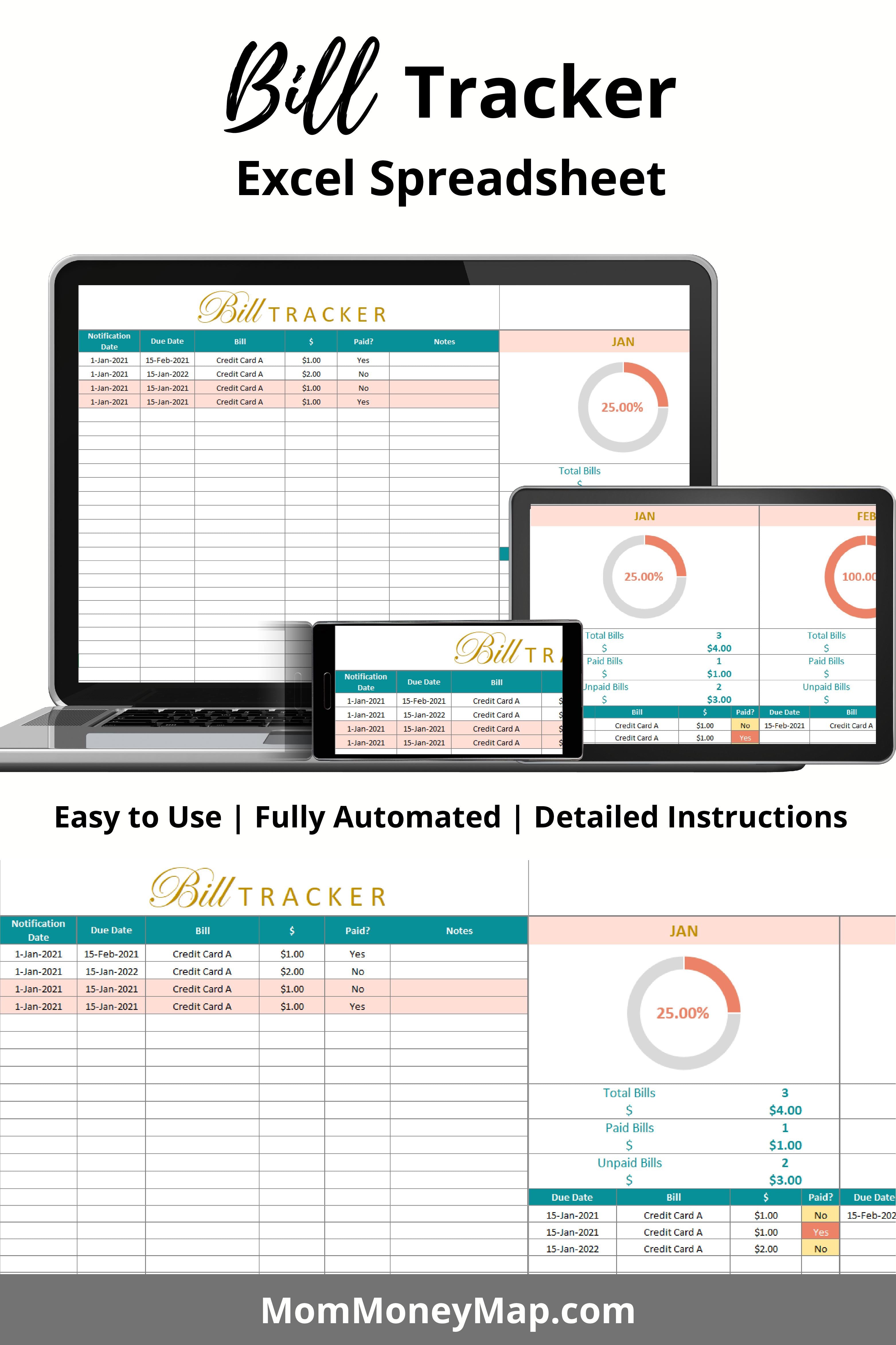 Bill Tracker Excel Spreadsheet