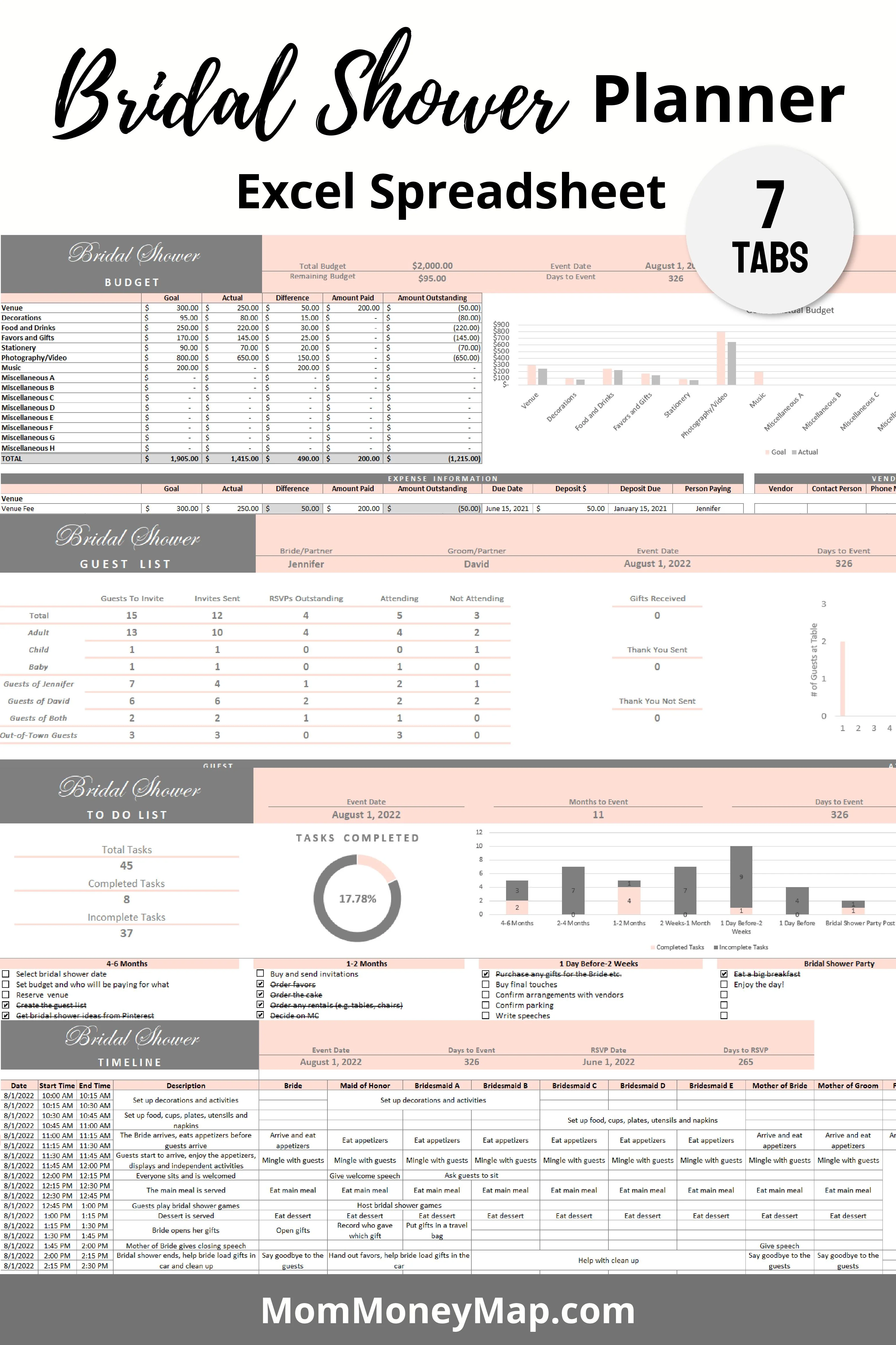 Bridal Shower Planner Excel Spreadsheet