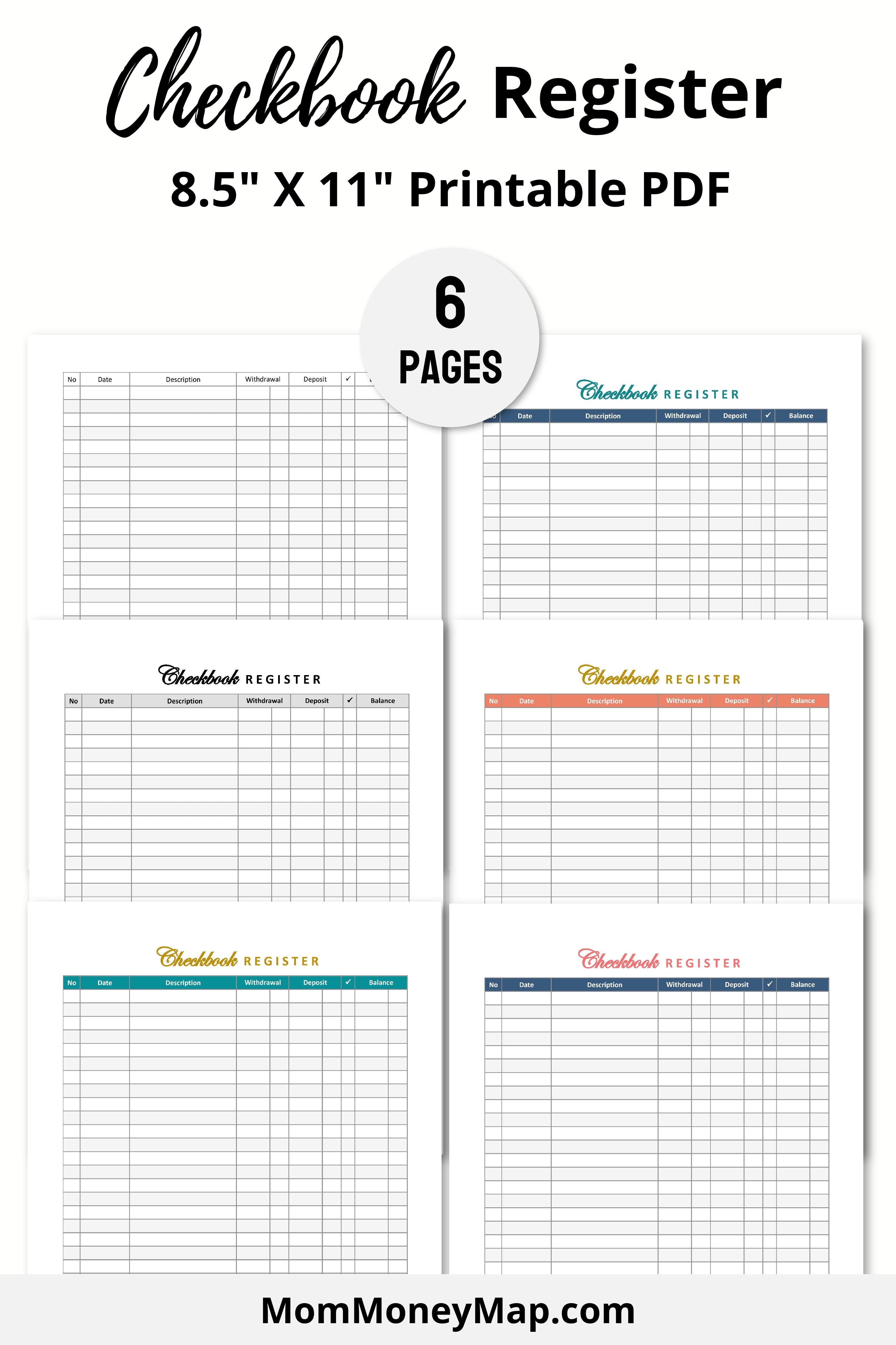 Check Register Printable PDF
