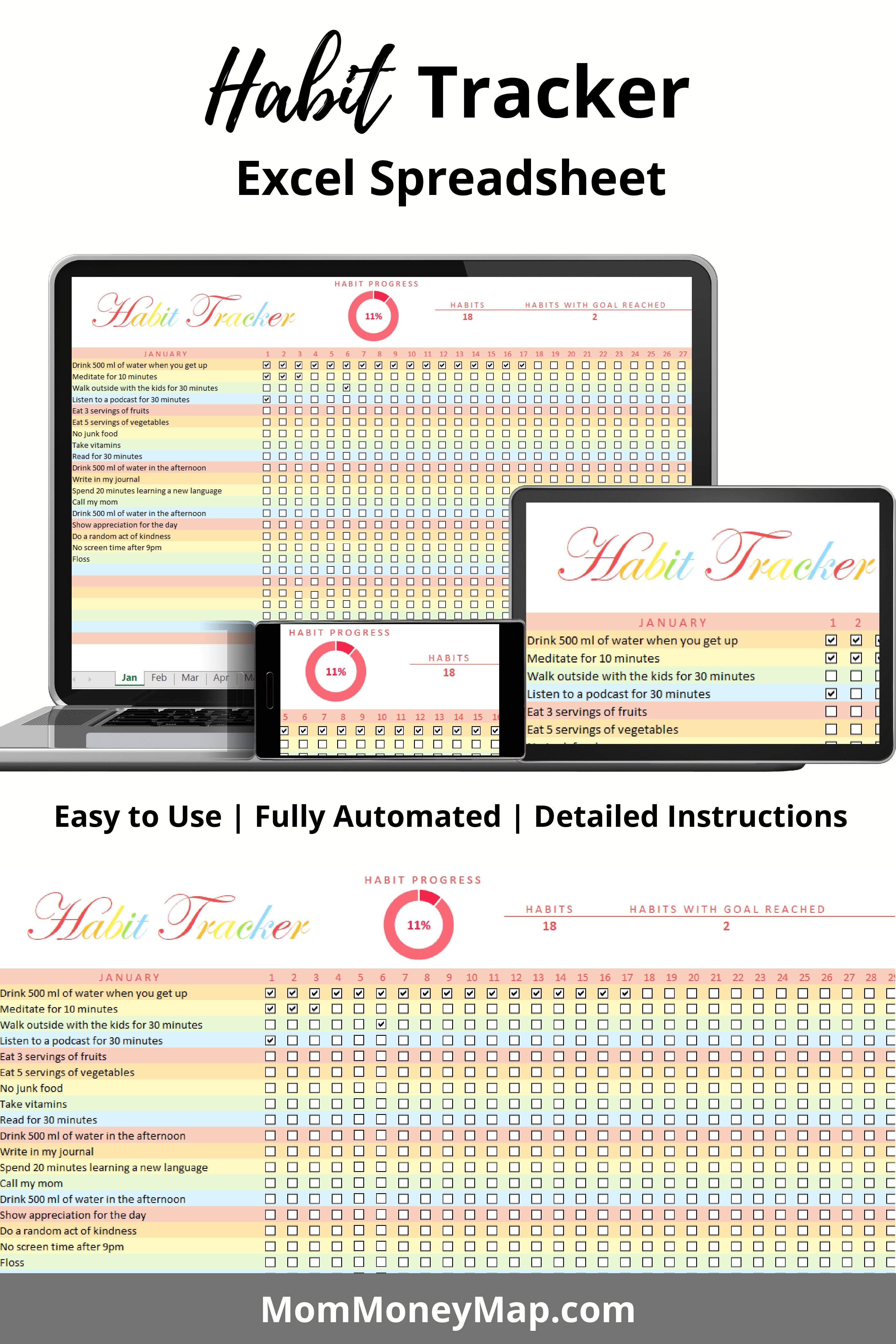 Habit Tracker Excel Spreadsheet