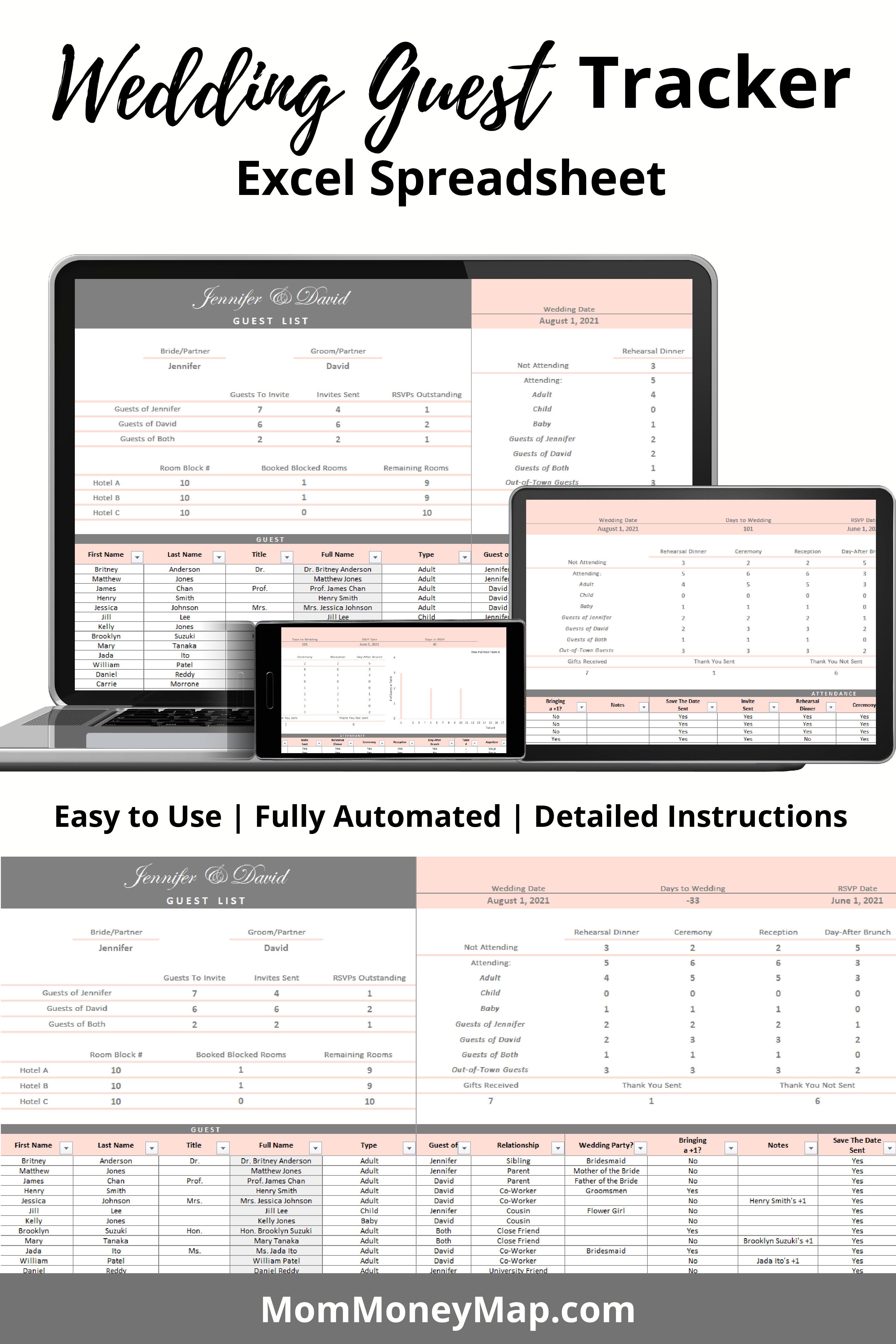 Wedding Guest List Tracker Excel Spreadsheet