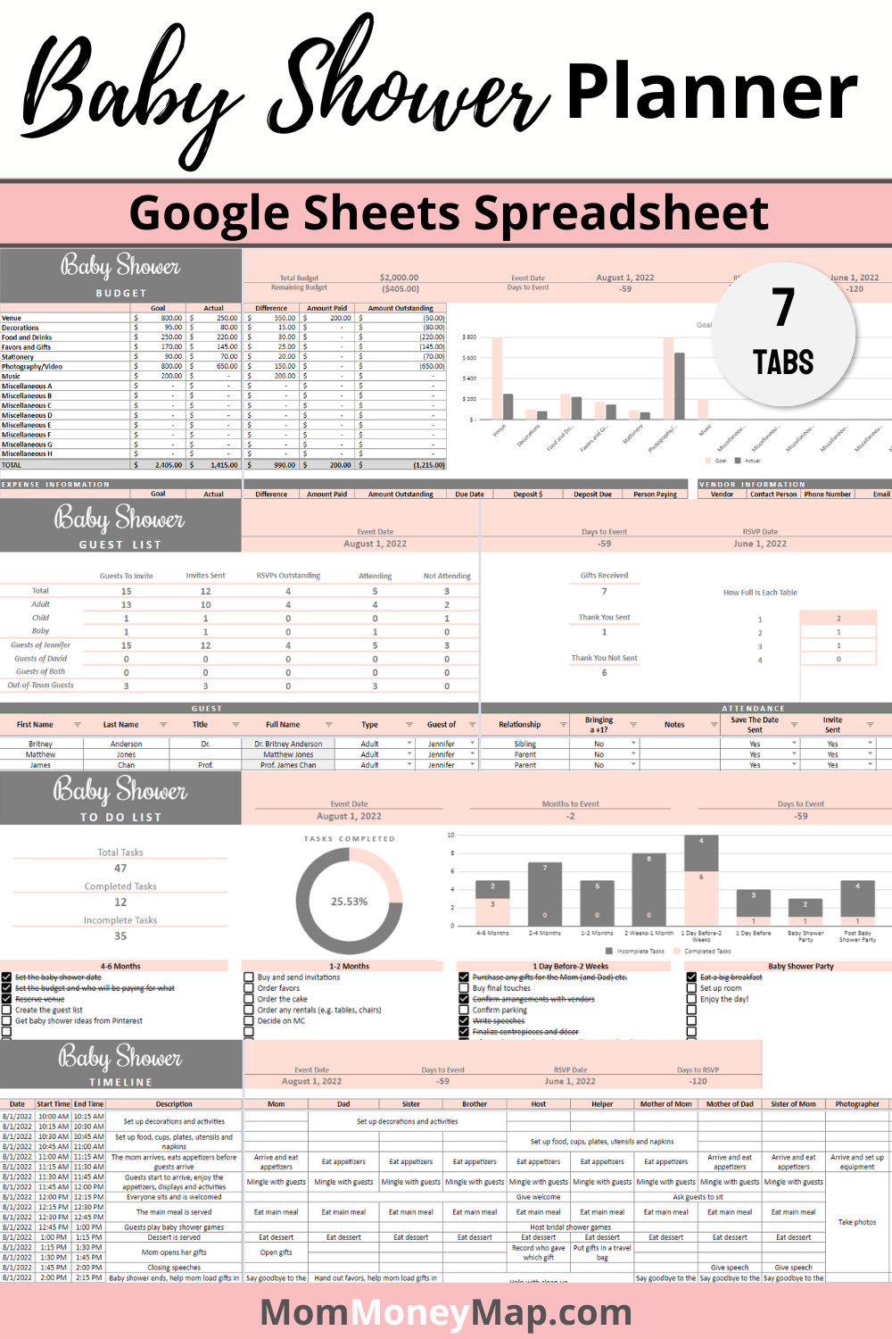 Baby Shower Planner Google Spreadsheet