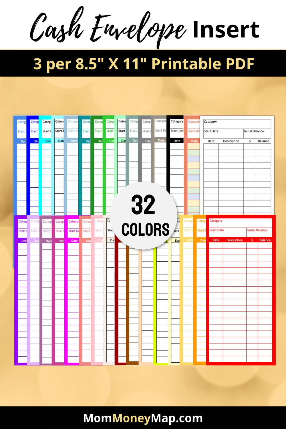 Cash Envelope Insert Printable PDF
