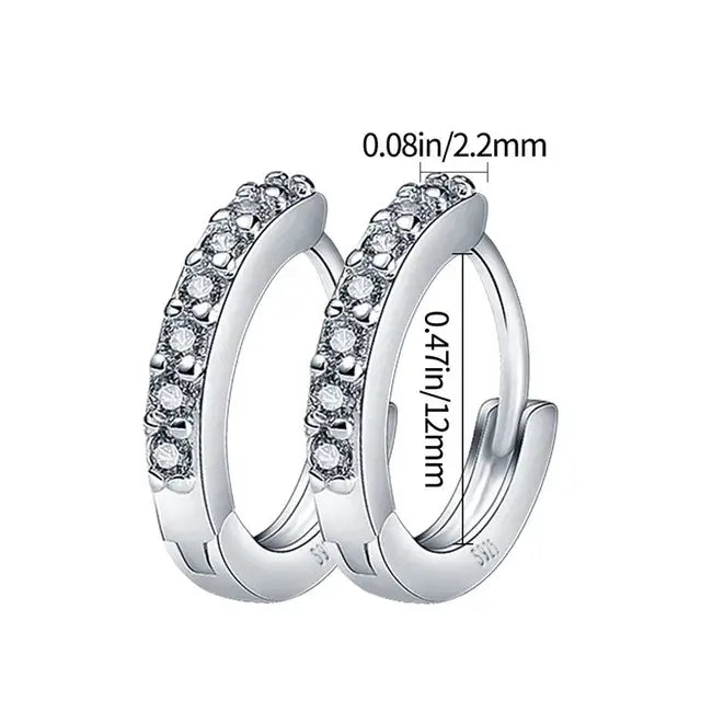 Sterling Silver Pave Set Hoop Earrings