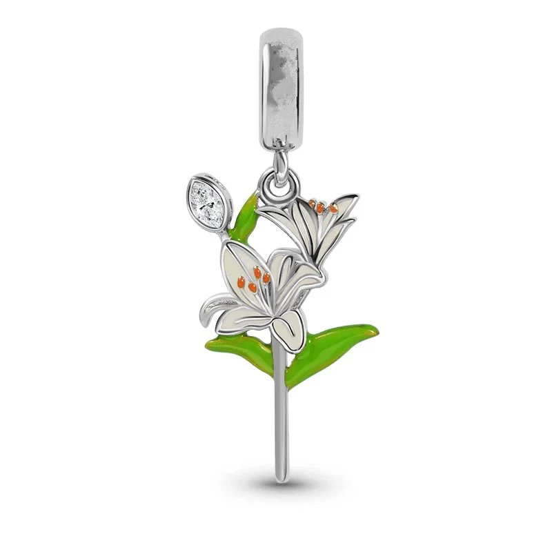 Sterling Silver Lily Flower Charm for Pandora Bracelets