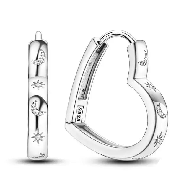 Sterling Silver Heart Hoop Earrings