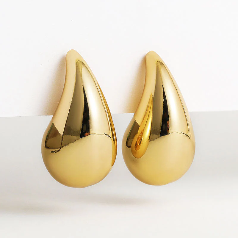 Gold Teardrop Stud Earrings - Elegant Minimalist Jewelry