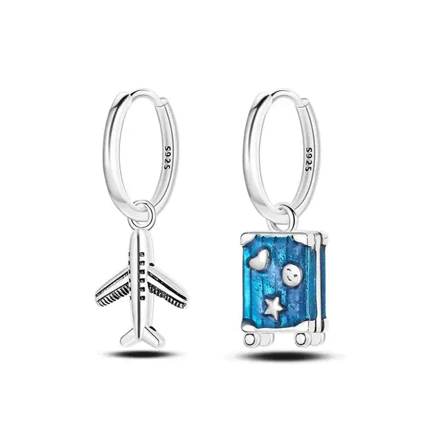 Sterling Silver Travel Charm Earrings