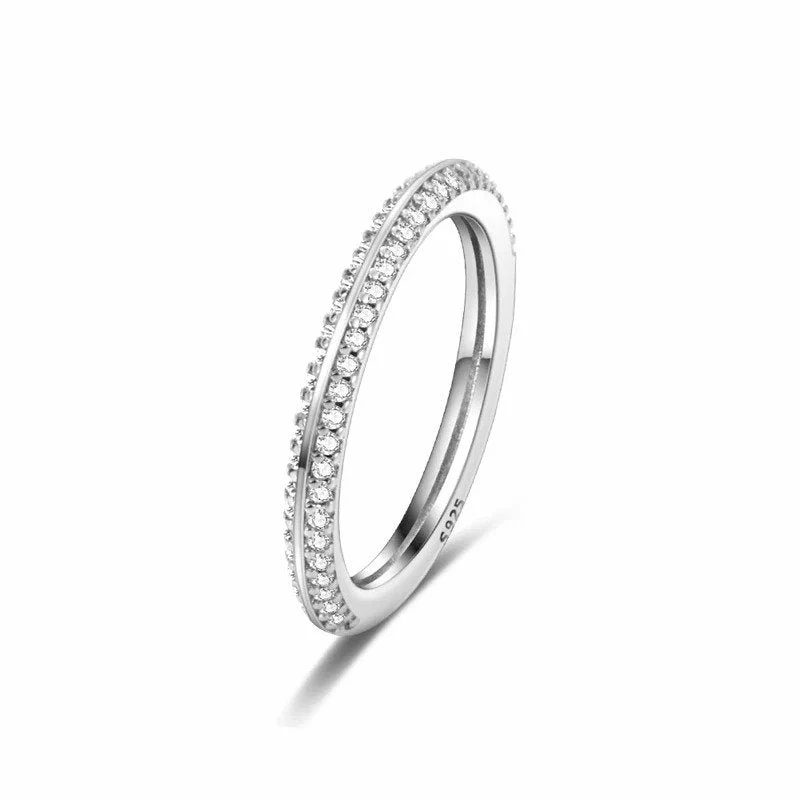 Sterling Silver Delicate Pave Set Band