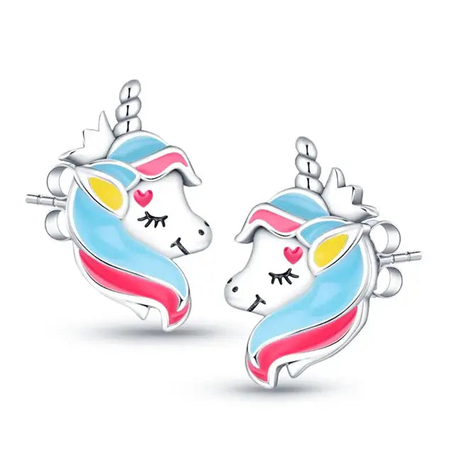 Colorful Unicorn Stud Earrings for Kids