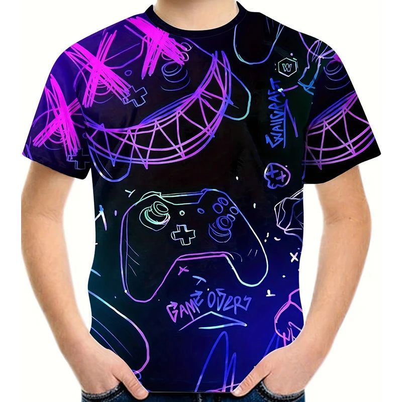 Boys Gamepad Doodle 3D Print Boy's T-shirt