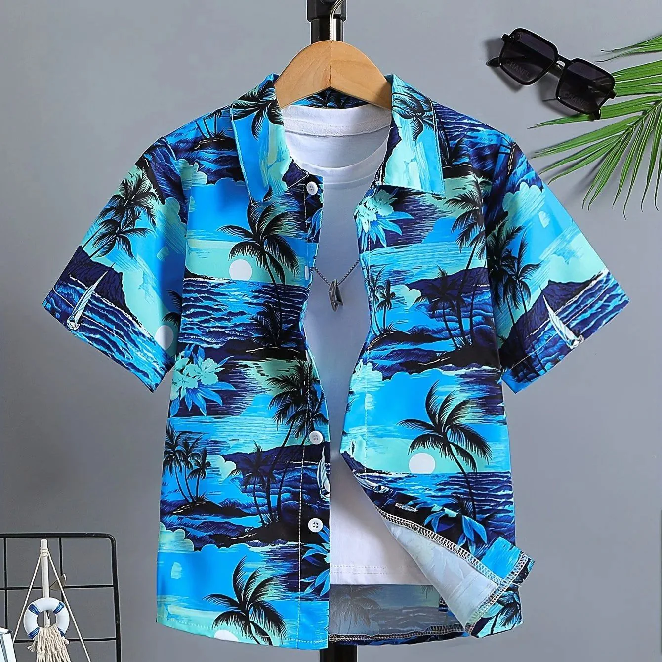 Boys Casual Loose Fit Beach Shirts