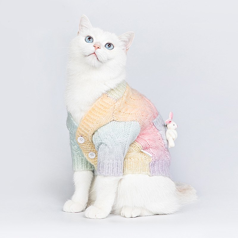 Cat Clothes Knitted Sweater Colorful