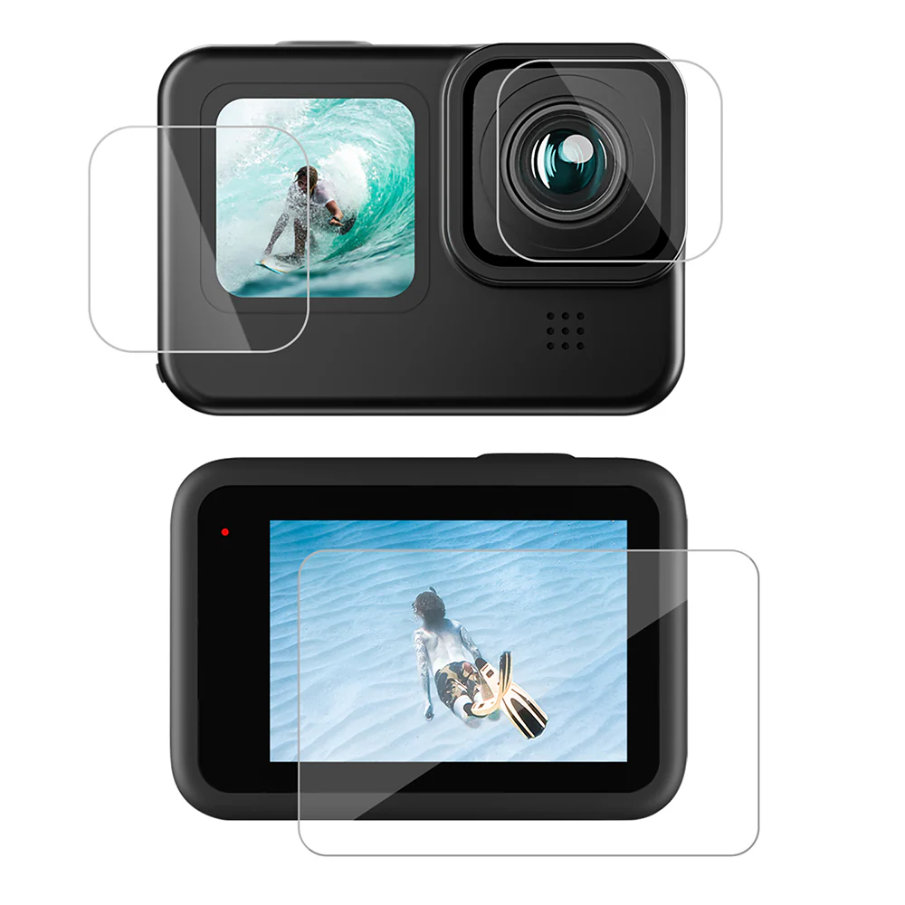 TELESIN Tempered Glass Screen & Lens Protective Film Cover for GoPro 12/11/10/9