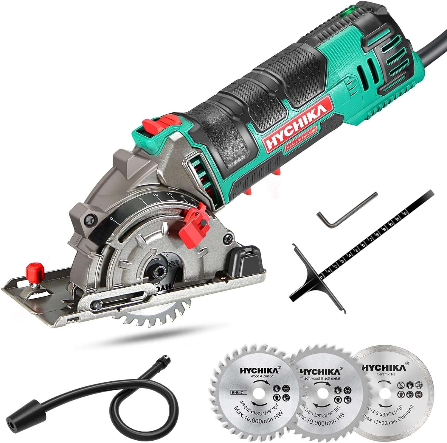 HYCHIKA Electric Mini Circular Saw 4500RPM, 500W 4.0A Pure Copper Motor