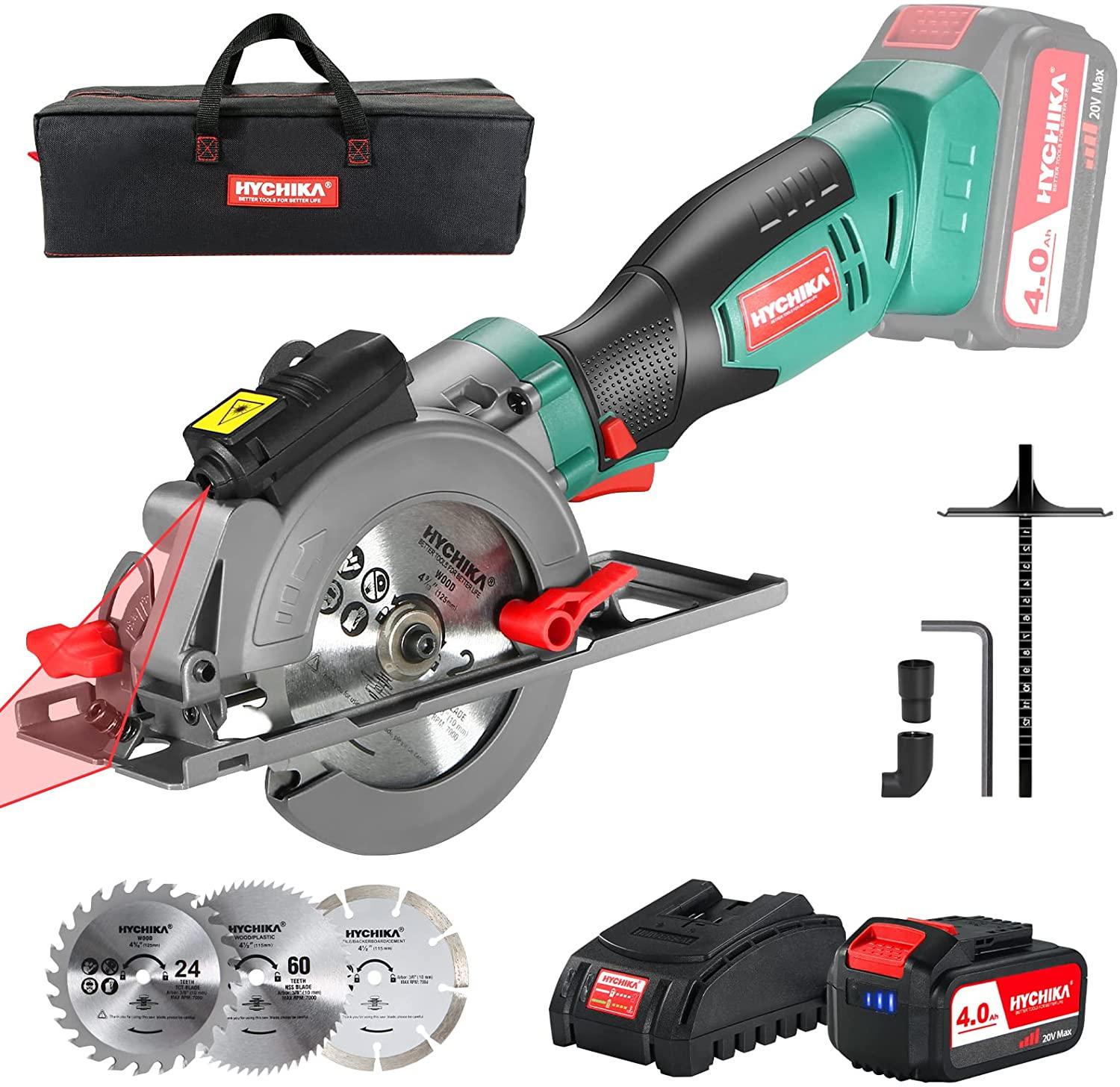 Cordless Mini Circular Saw with 4.0Ah Battery