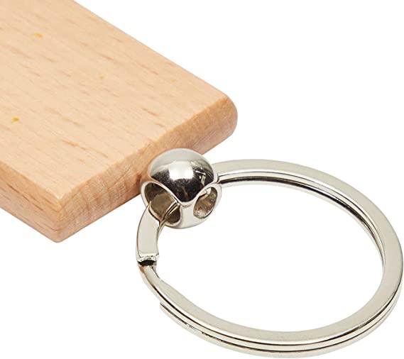 Wooden Keychain, Rectangular (10 Pcs)