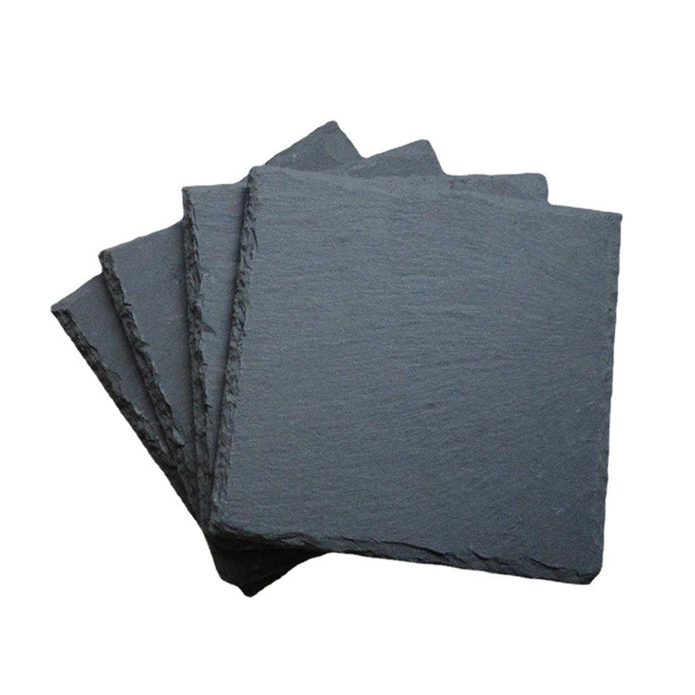 Stone Slate Coasters Square Black (6 Pcs)