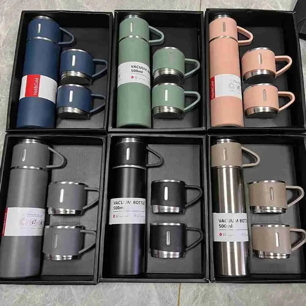 Stainless Steel Vacuum Flask 500ml Thermos For Hot Water Thermal Insulation Cup Gift Set